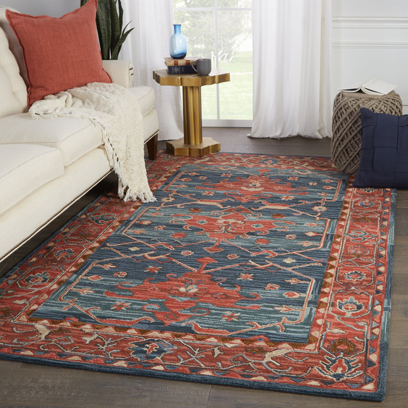 Cinnabar Handmade Medallion Rust/Blue Rug