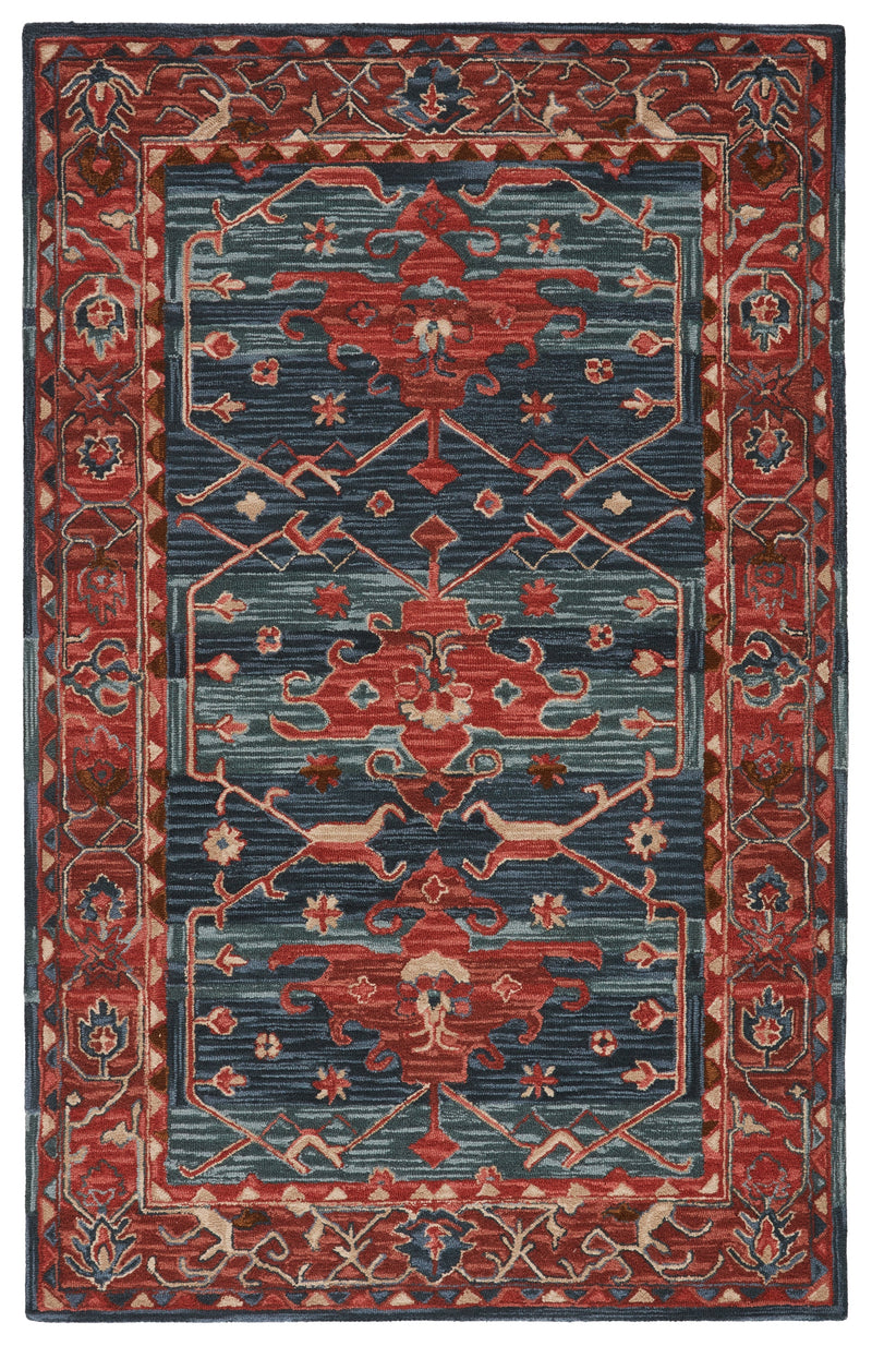 Cinnabar Handmade Medallion Rust/Blue Rug