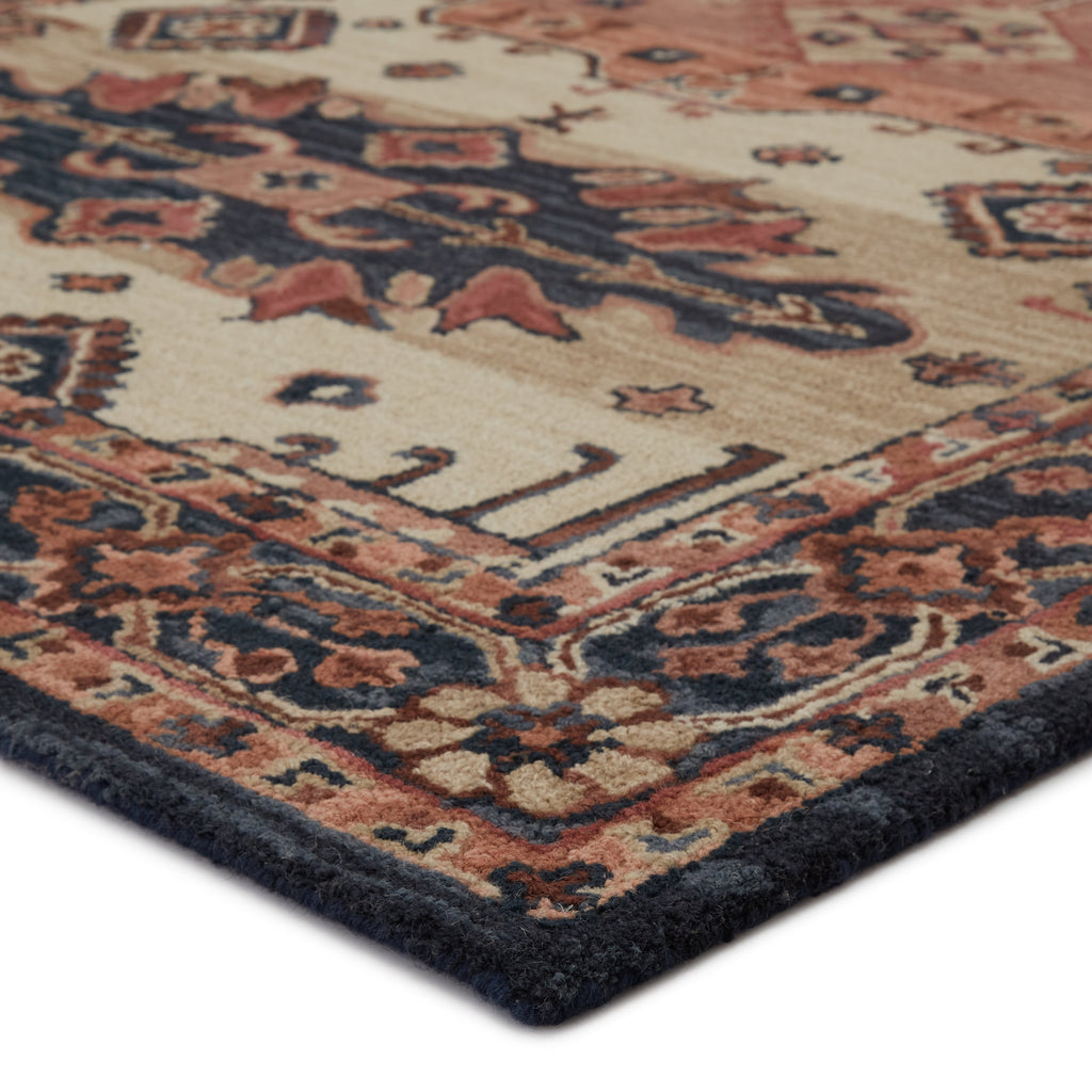 Idina Handmade Medallion Pink & Dark Blue Rug