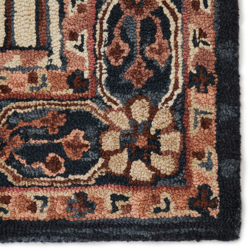 Idina Handmade Medallion Pink & Dark Blue Rug