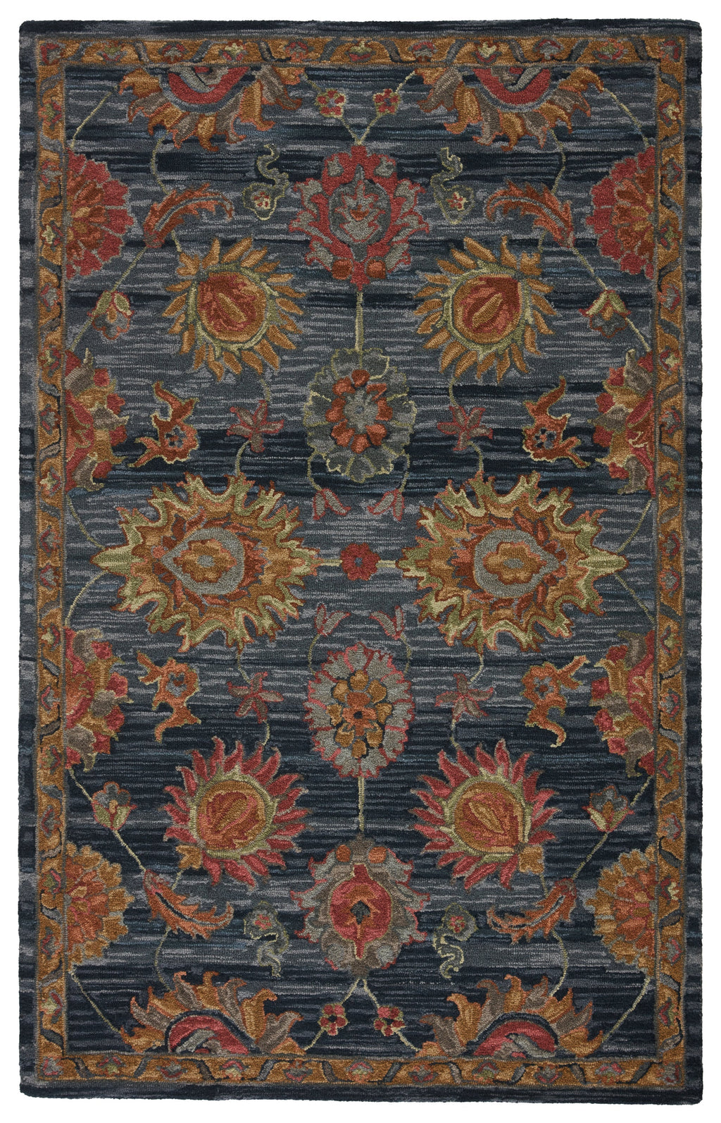 Nela Handmade Oriental Dark Blue & Red Rug