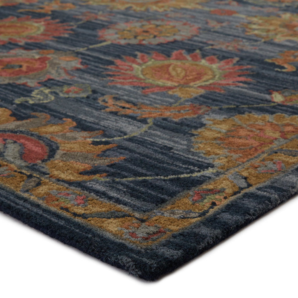 Nela Handmade Oriental Dark Blue & Red Rug