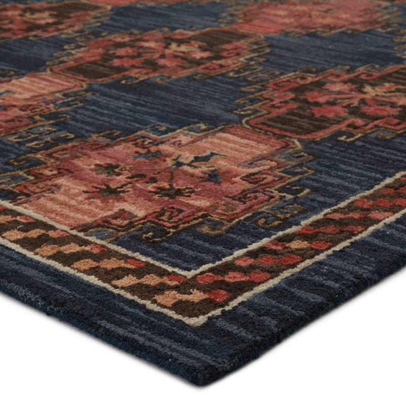 Kyoto Handmade Tribal Dark Blue & Pink Rug