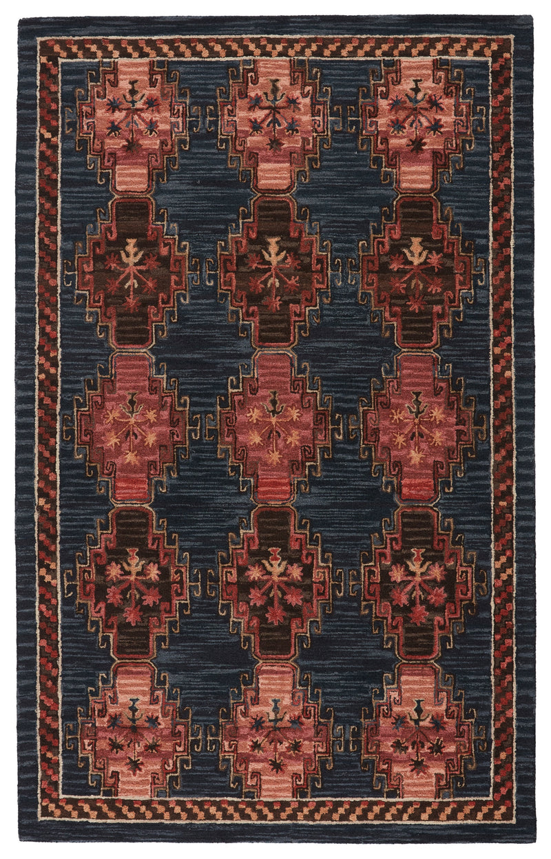 Kyoto Handmade Tribal Dark Blue & Pink Rug