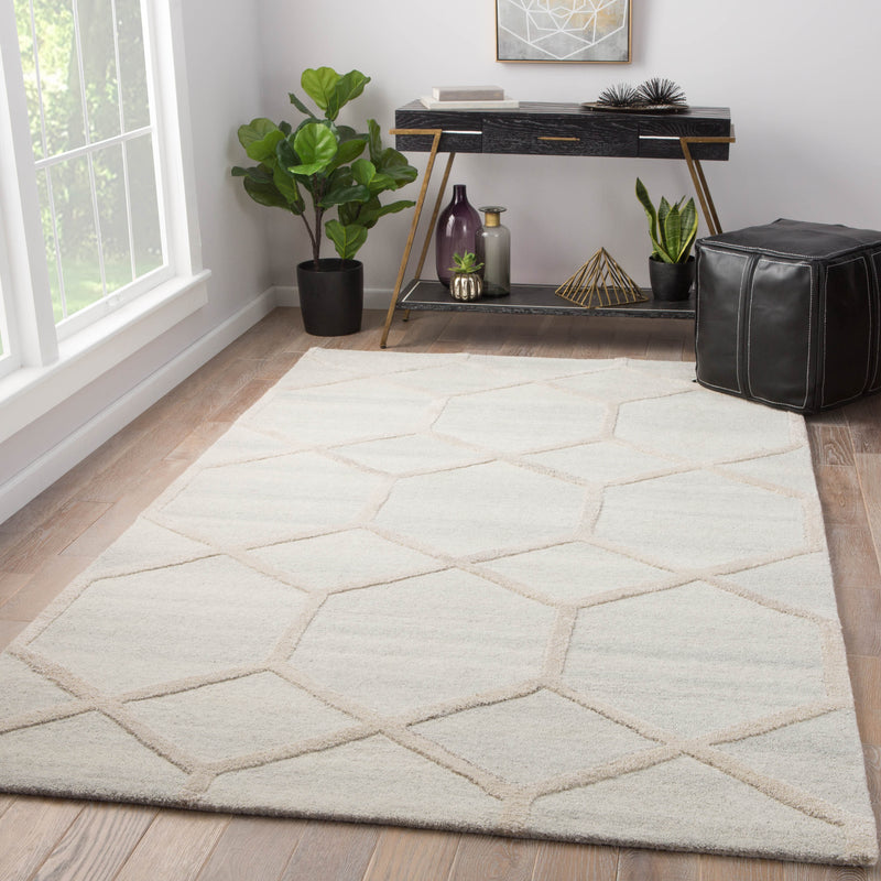 Cleveland Handmade Geometric Cream & Gray Area Rug