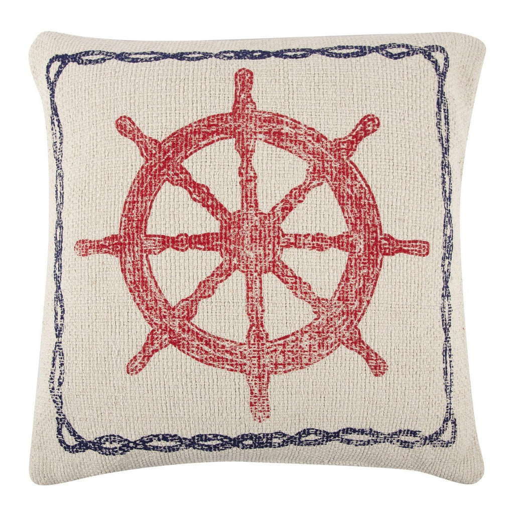 Ship & Wheel Sketch Grain Sack Pillow design by Thomas Paul