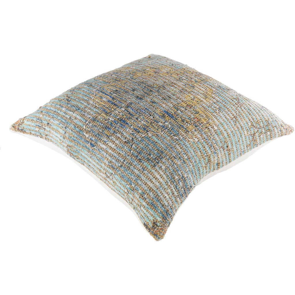 Coventry CVN-007 Woven Pillow in Ivory & Aqua by Surya