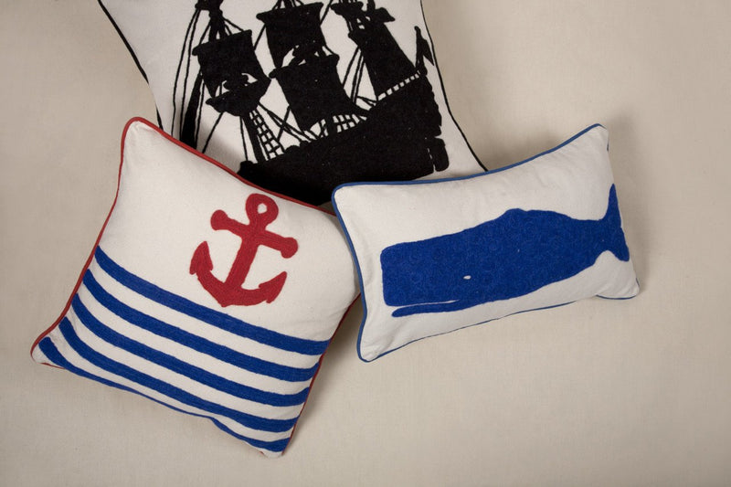 Ship Crewel Work Pillow design by Thomas Paul