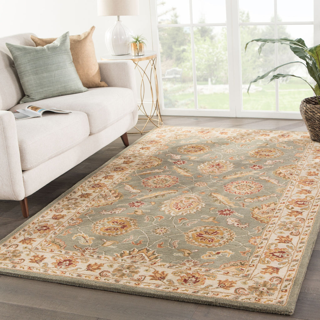 Callisto Handmade Floral Green & Beige Area Rug