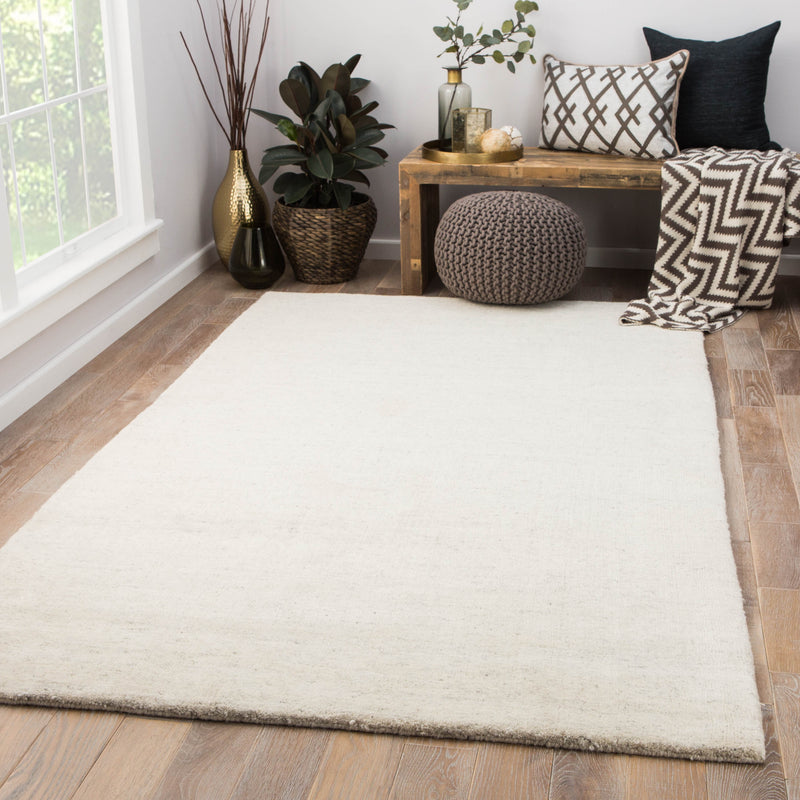 Beecher Handmade Solid Ivory & Gray Area Rug