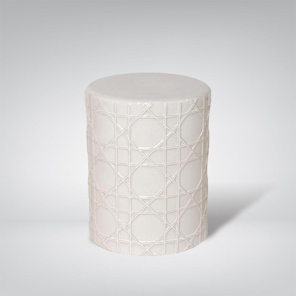 Cane Stool in White