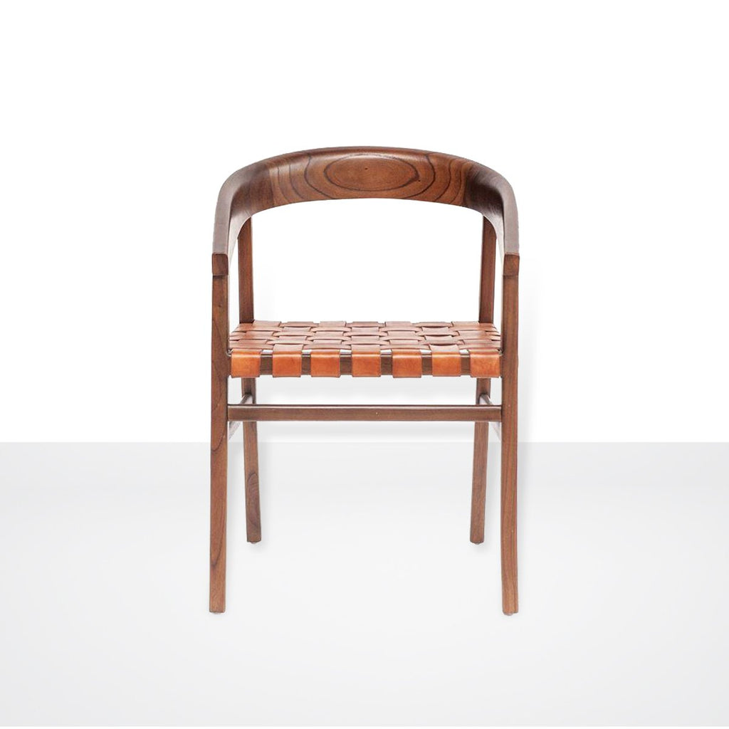 Cedar Wood & Woven Leather Chair