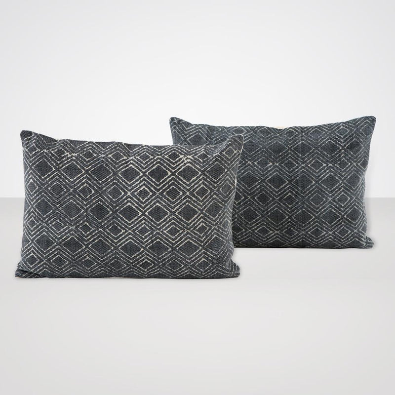 Charcoal Diamond Print Lumbar, Set of 2