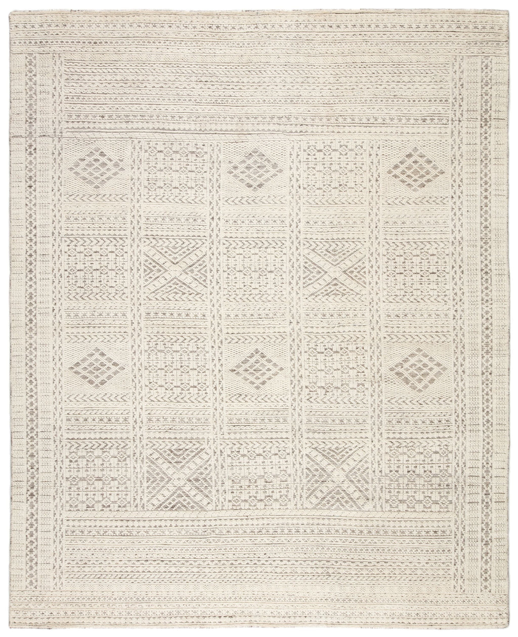 Jadene Hand-Knotted Geometric White & Light Gray Area Rug