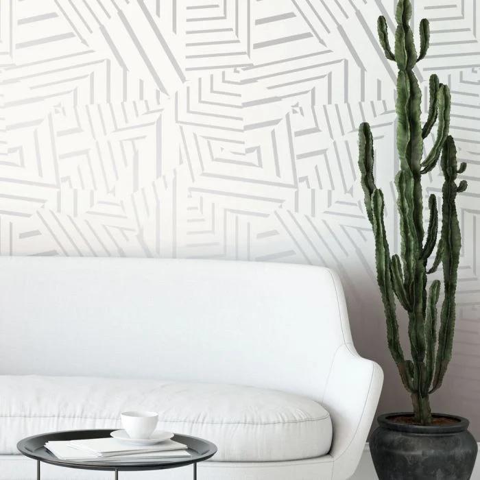 Dazzle Removable Wallpaper in White and Metallic Silver