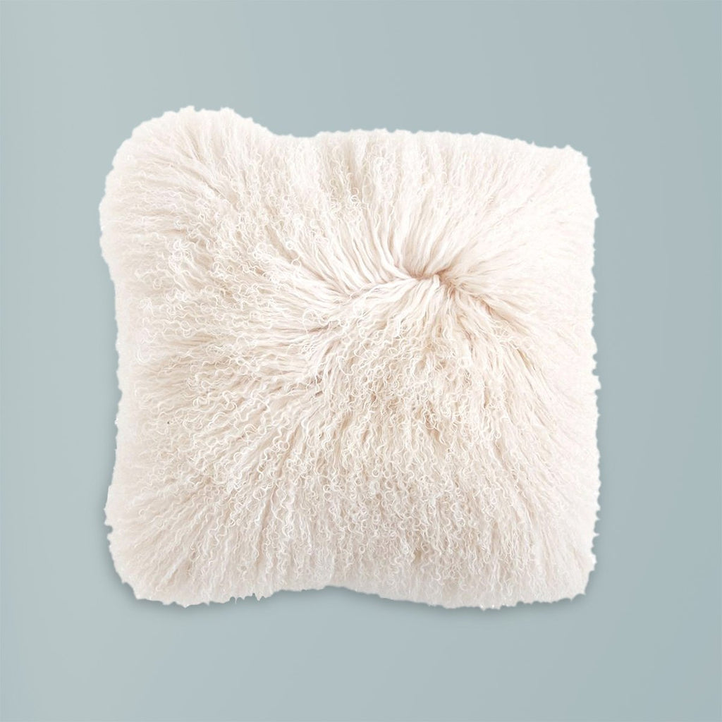 Cream Mongolian Lamb Fur Pillow