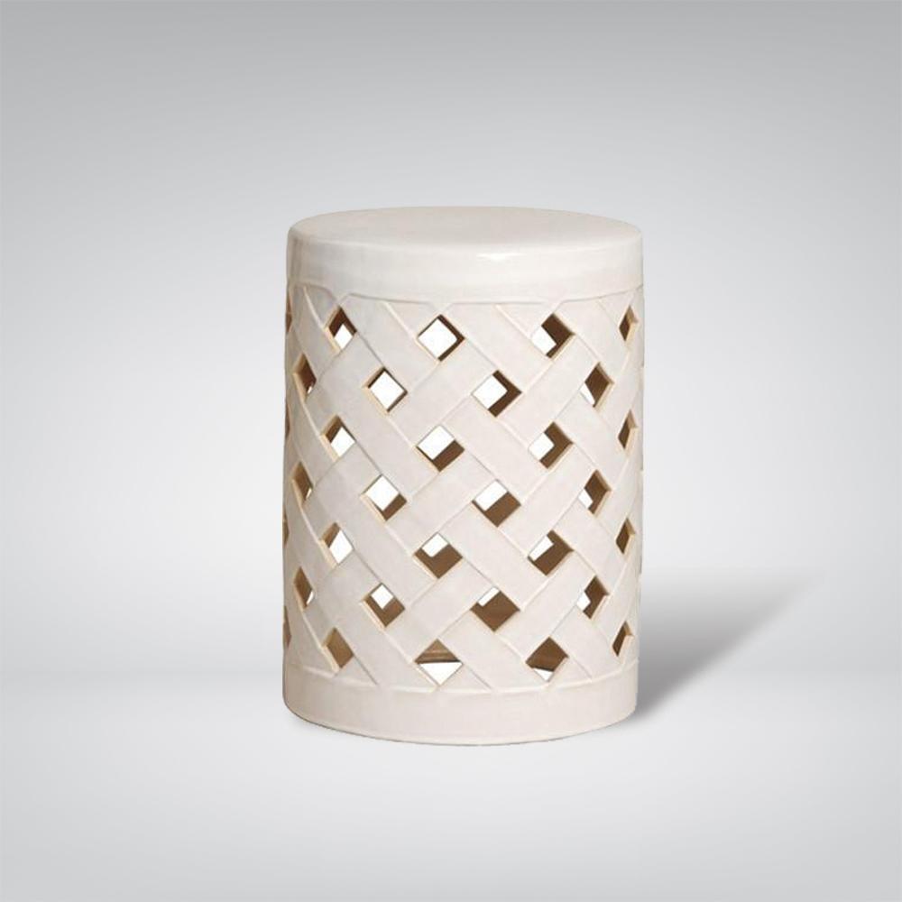 Crisscross Garden Stool in White