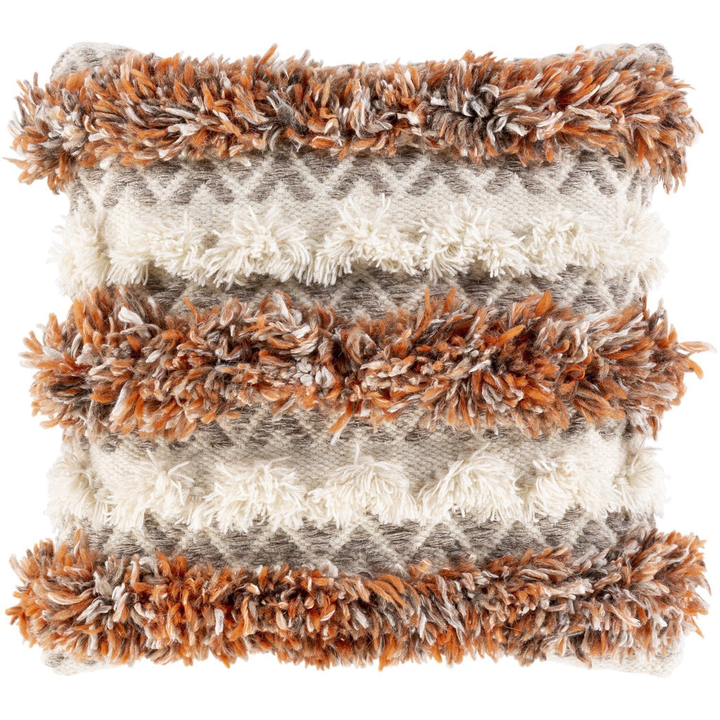 Dacia DCA-001 Hand Woven Pillow in Cream & Burnt Orange by Surya