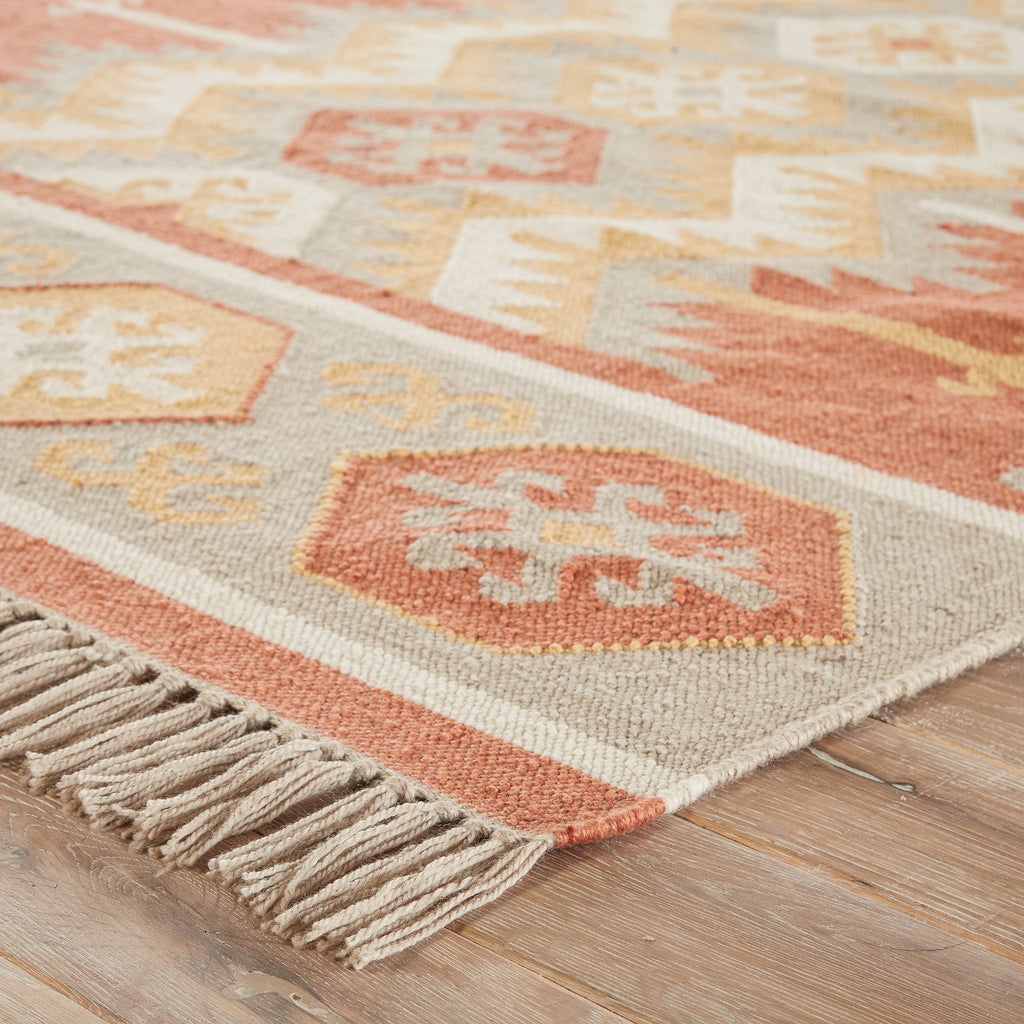 Emmett Indoor/ Outdoor Geometric Orange & Beige Area Rug