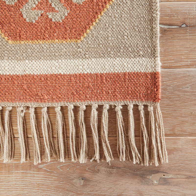 Emmett Indoor/ Outdoor Geometric Orange & Beige Area Rug