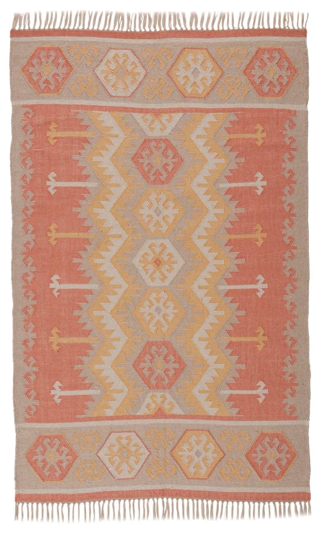 Emmett Indoor/ Outdoor Geometric Orange & Beige Area Rug