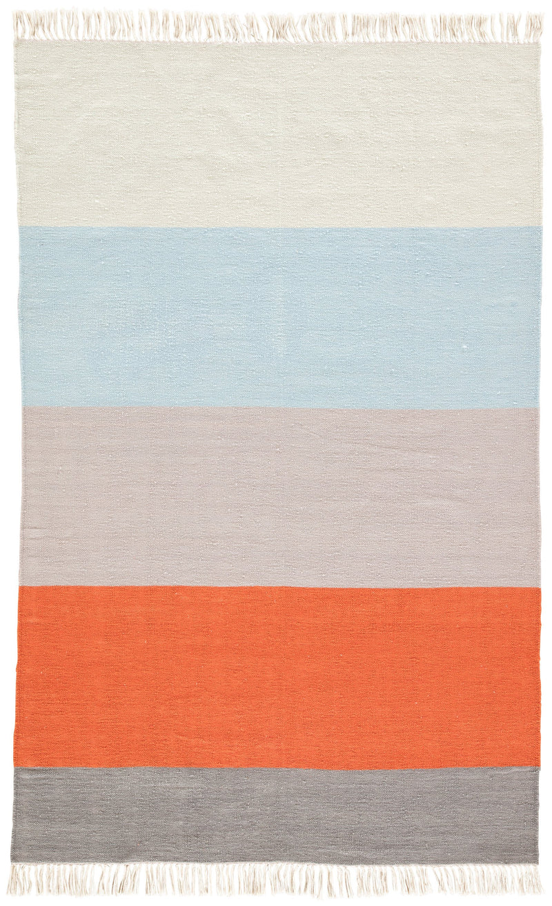 Swane Indoor/ Outdoor Stripe Orange & Blue Area Rug