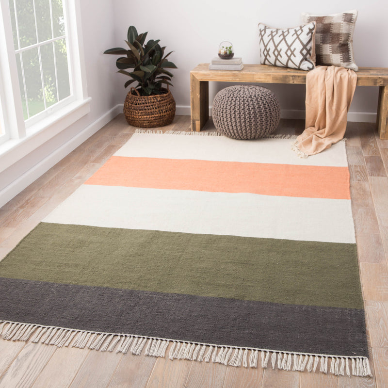 Swane Indoor/ Outdoor Stripe Coral & Green Area Rug