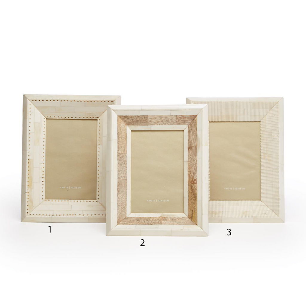 Isla Hand Carved Natural Bone Mosaic Photo Frame in Various Designs