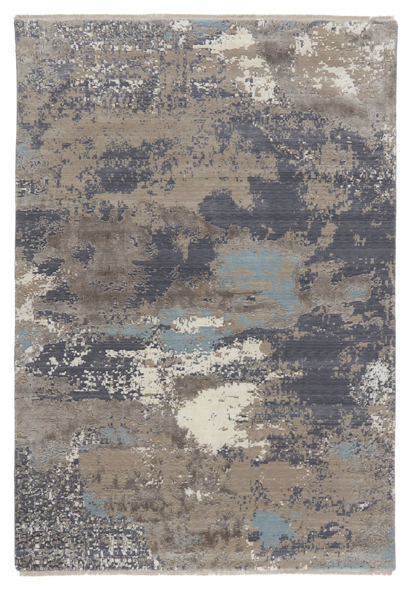 Adriatic Abstract Rug in Gray & Light Blue