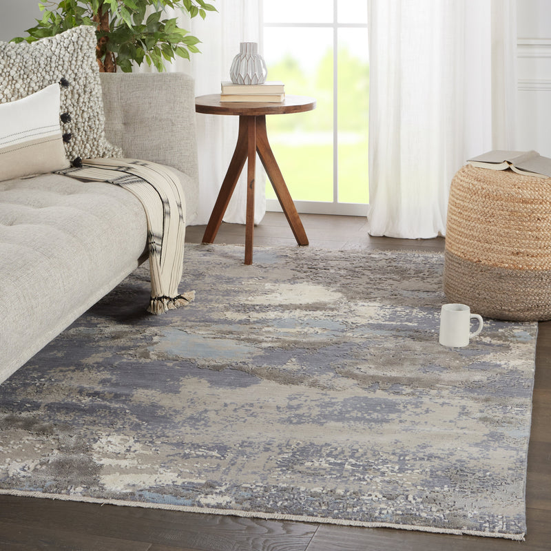 Adriatic Abstract Rug in Gray & Light Blue