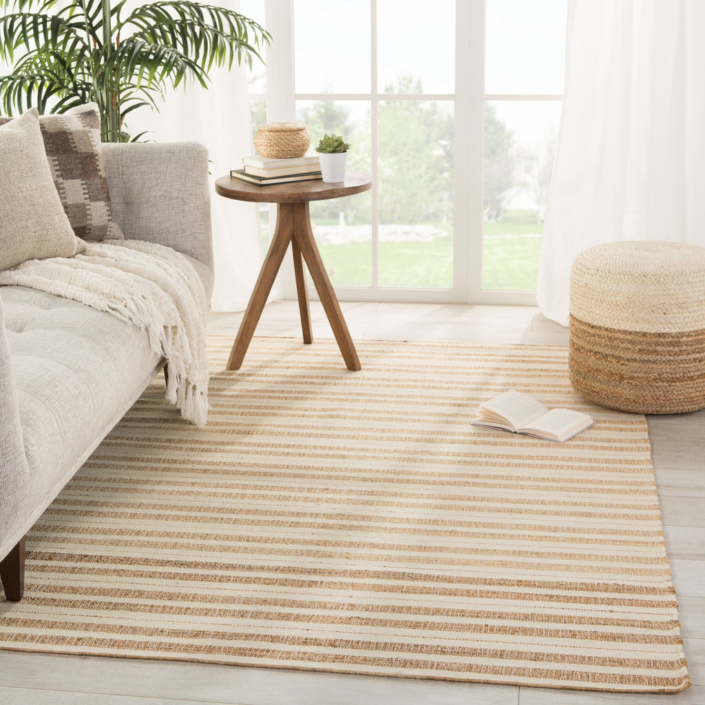 Rey Natural Striped Tan/ Ivory Rug