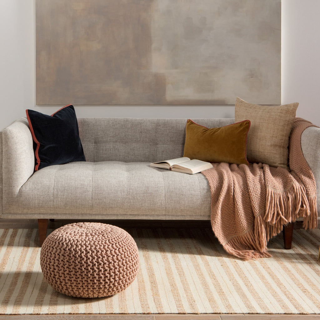 Rey Natural Striped Tan/ Ivory Rug