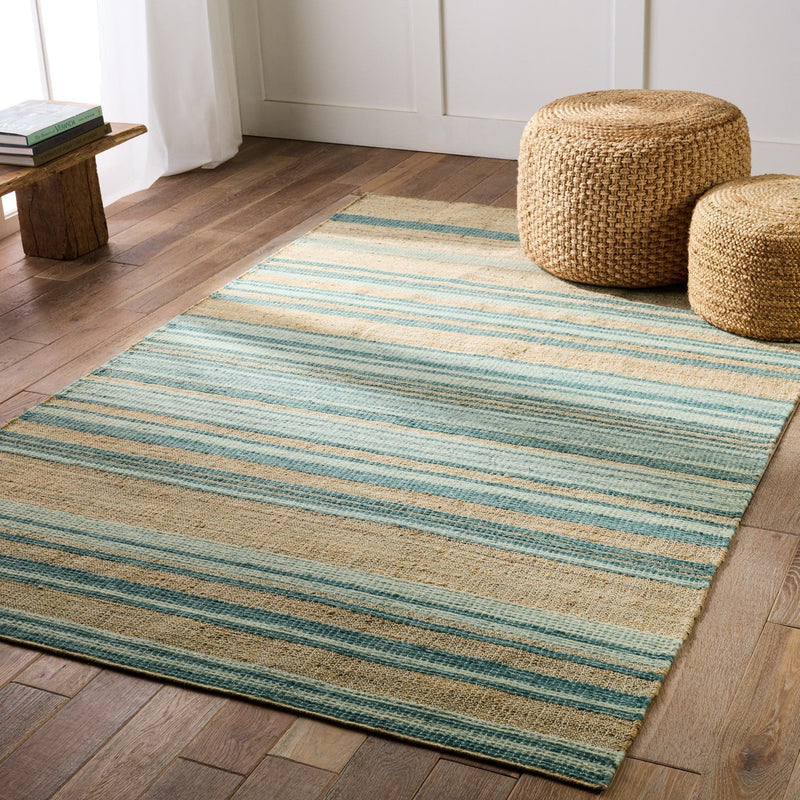 Dorada Handwoven Vitelli Beige & Blue Rug 5