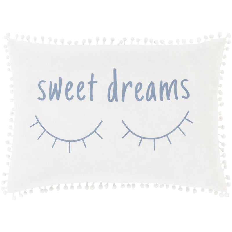 Dreamy DRM-004 Woven Pillow in White & Sky Blue by Surya