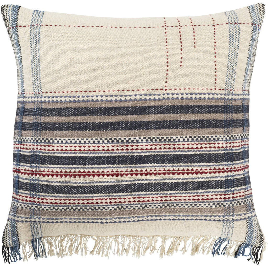 Dashing DSG-003 Hand Woven Pillow in Ivory & Navy by Surya