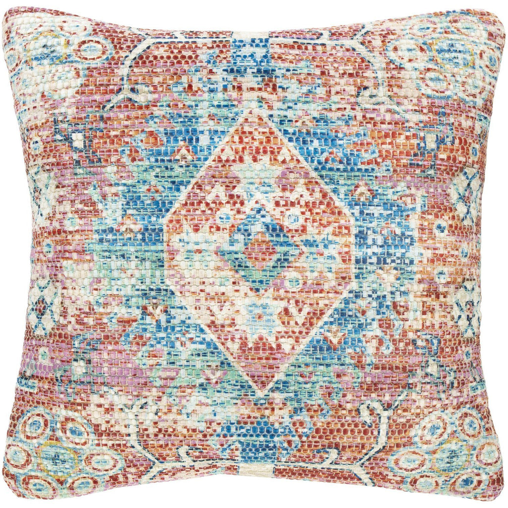 Devonshire DVS-002 Woven Pillow in Red & Aqua by Surya