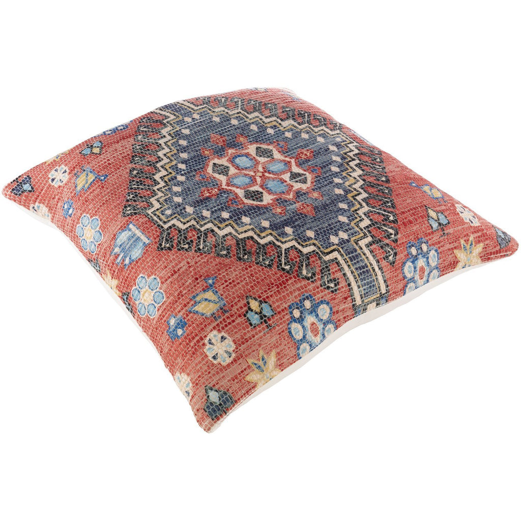 Devonshire DVS-006 Woven Pillow in Bright Red & Sky Blue by Surya