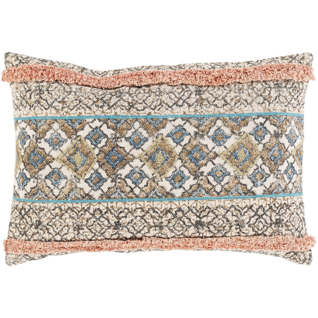 Dayna DYA-004 Woven Lumbar Pillow in Beige & Tan by Surya