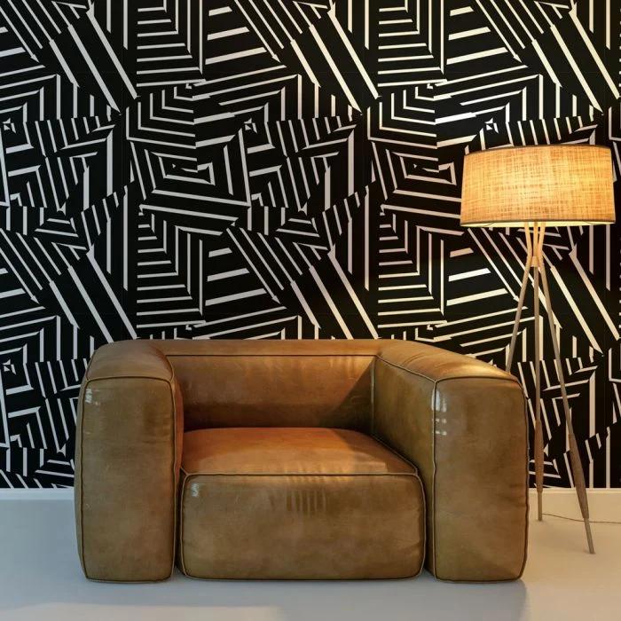 Dazzle Removable Wallpaper in Black and White