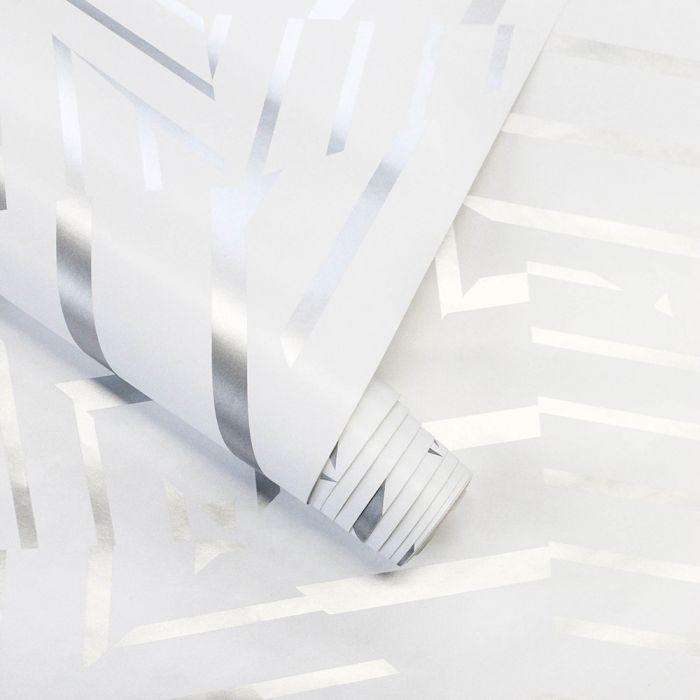 Dazzle Removable Wallpaper in White and Metallic Silver