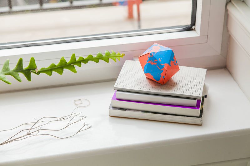 Dymaxion Folding Globe in Blue & Orange design by Areaware