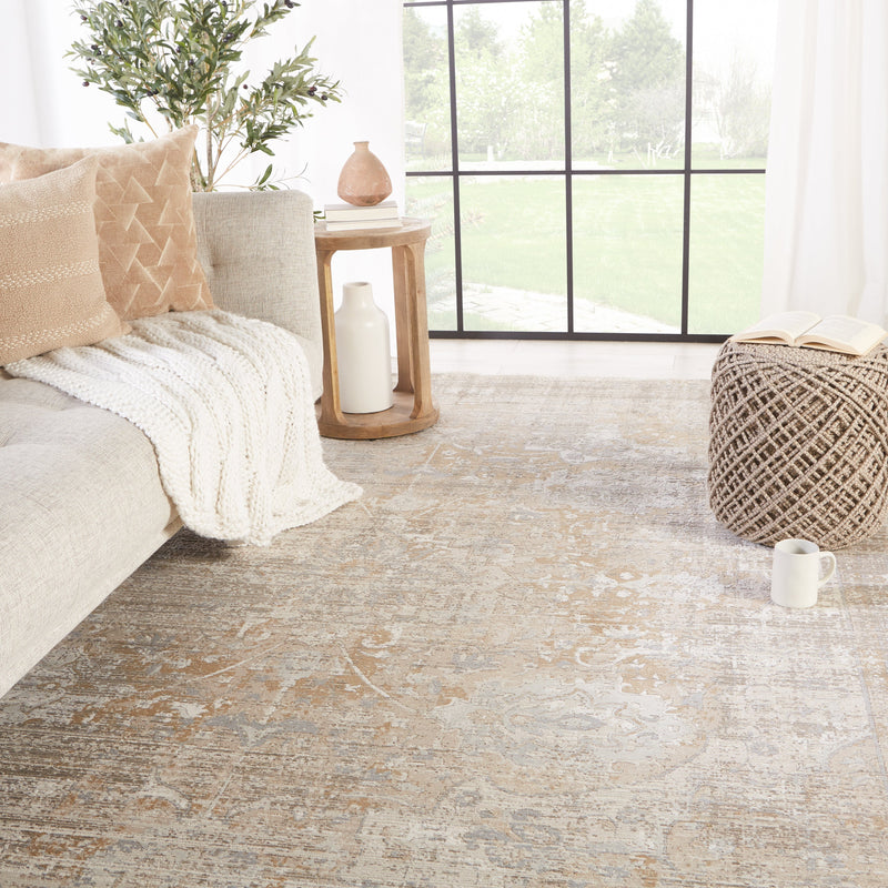 Aubin Medallion Rug in Beige & White by Jaipur Living