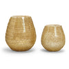 Woven Wire Crackle Glass Mesh Votives set of 2