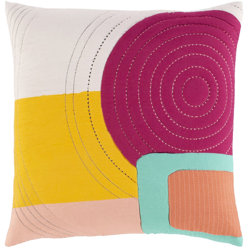 Ellie ELL-002 Woven Pillow in Peach & Bright Pink by Surya