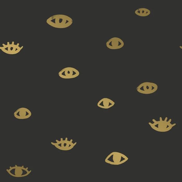 Eye See You Removable Wallpaper in Black and Gold