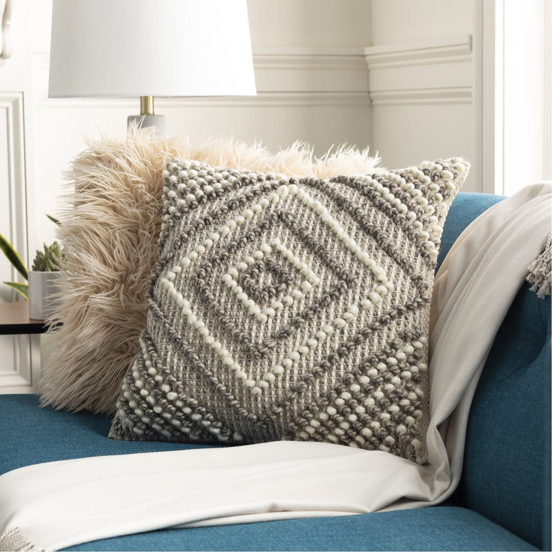 Faroe FAO-005 Woven Pillow in Cream & Khaki by Surya