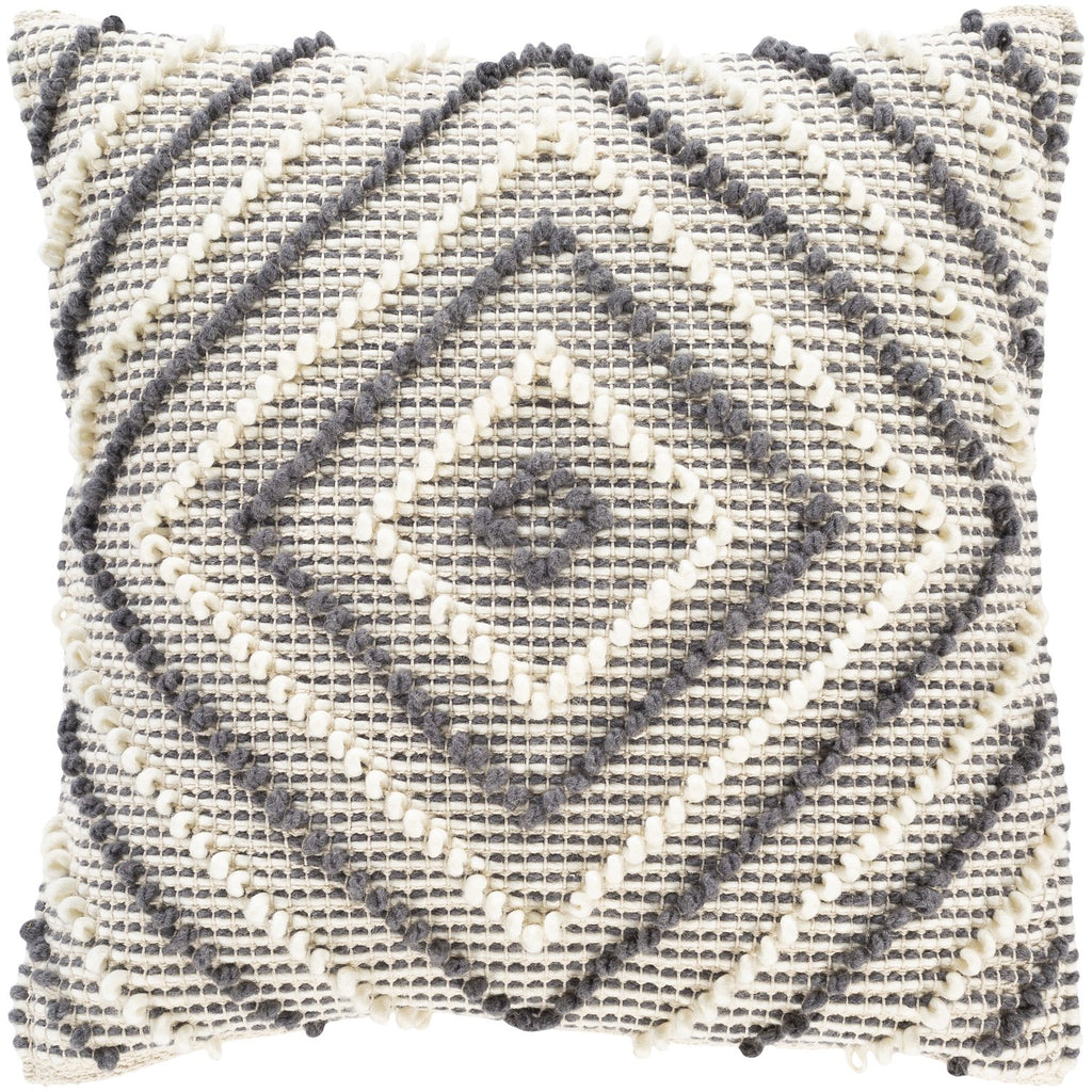 Faroe FAO-006 Woven Pillow in Cream & Charcoal by Surya