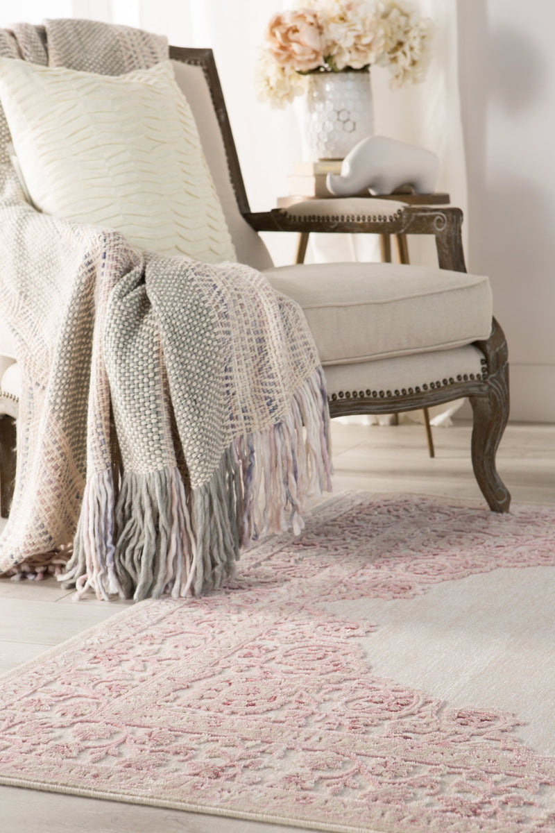 Malo Medallion Pink & White Area Rug