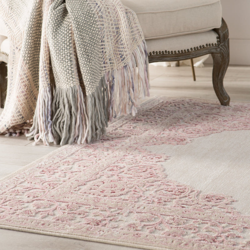 Malo Medallion Pink & White Area Rug