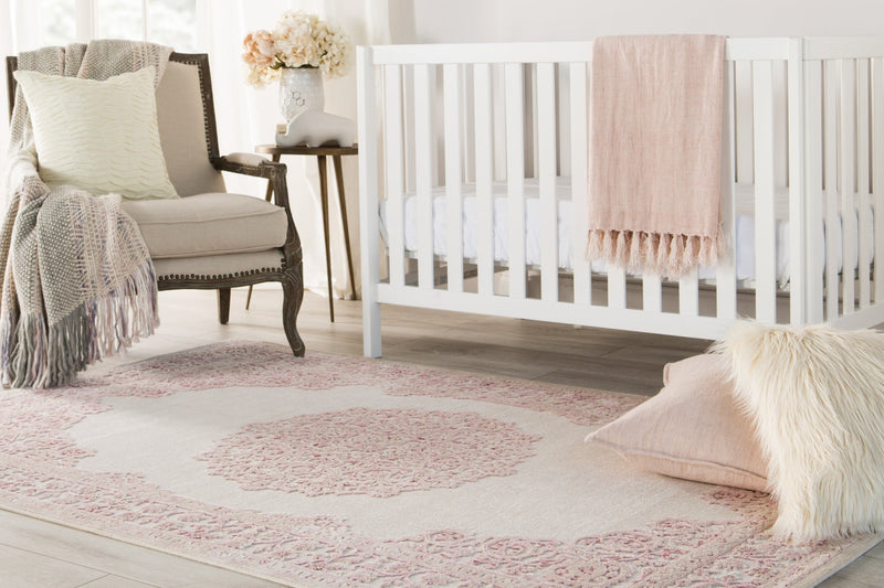 Malo Medallion Pink & White Area Rug